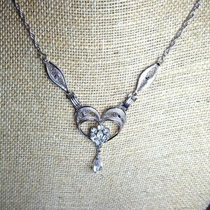 Vintage Amlee Sterling Silver Necklace CZs